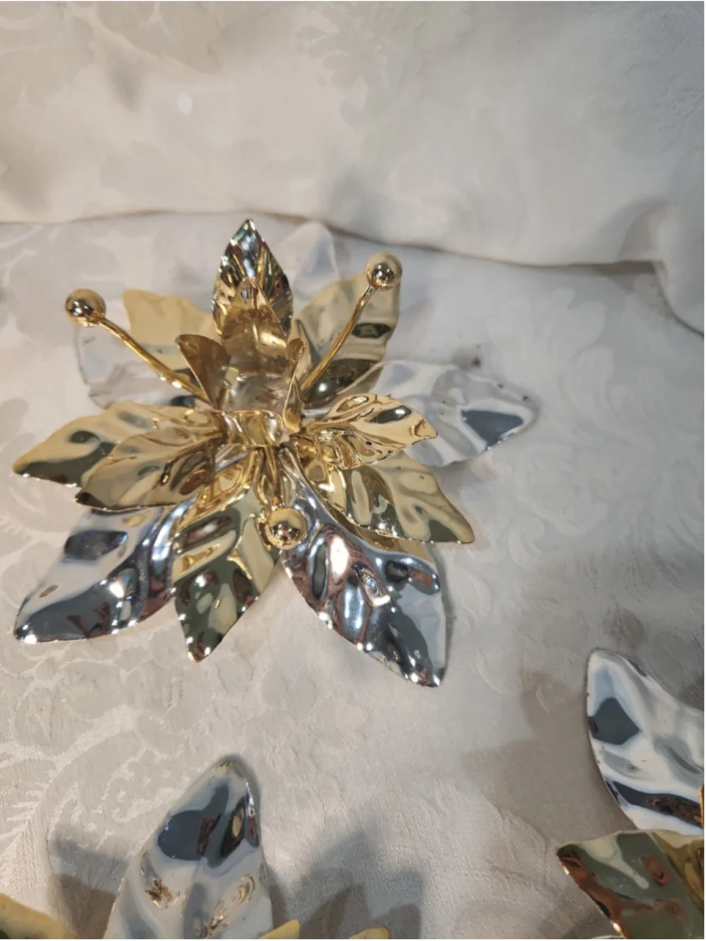 1995 Dept 56 Christmas Poinsettia 15pc Set 3candlesticks/12napkinrings,beautiful